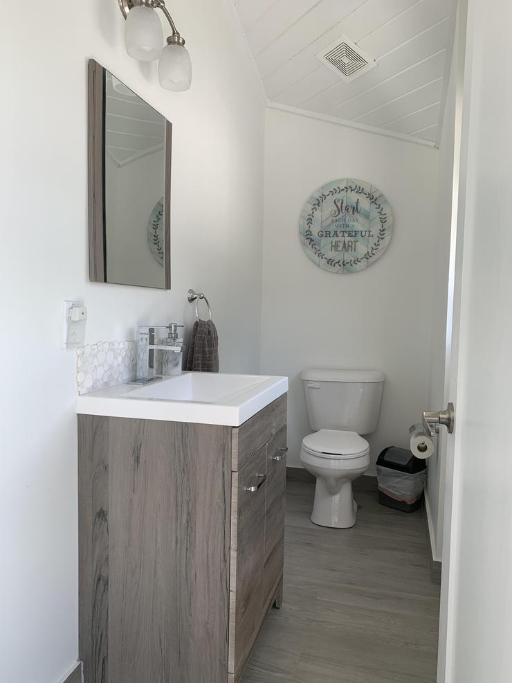 Powder room in living pod.